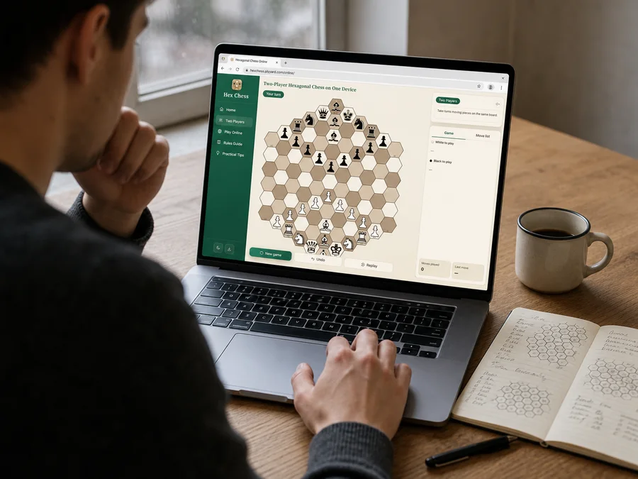 Replaying a same-device hexagonal chess game from the move list